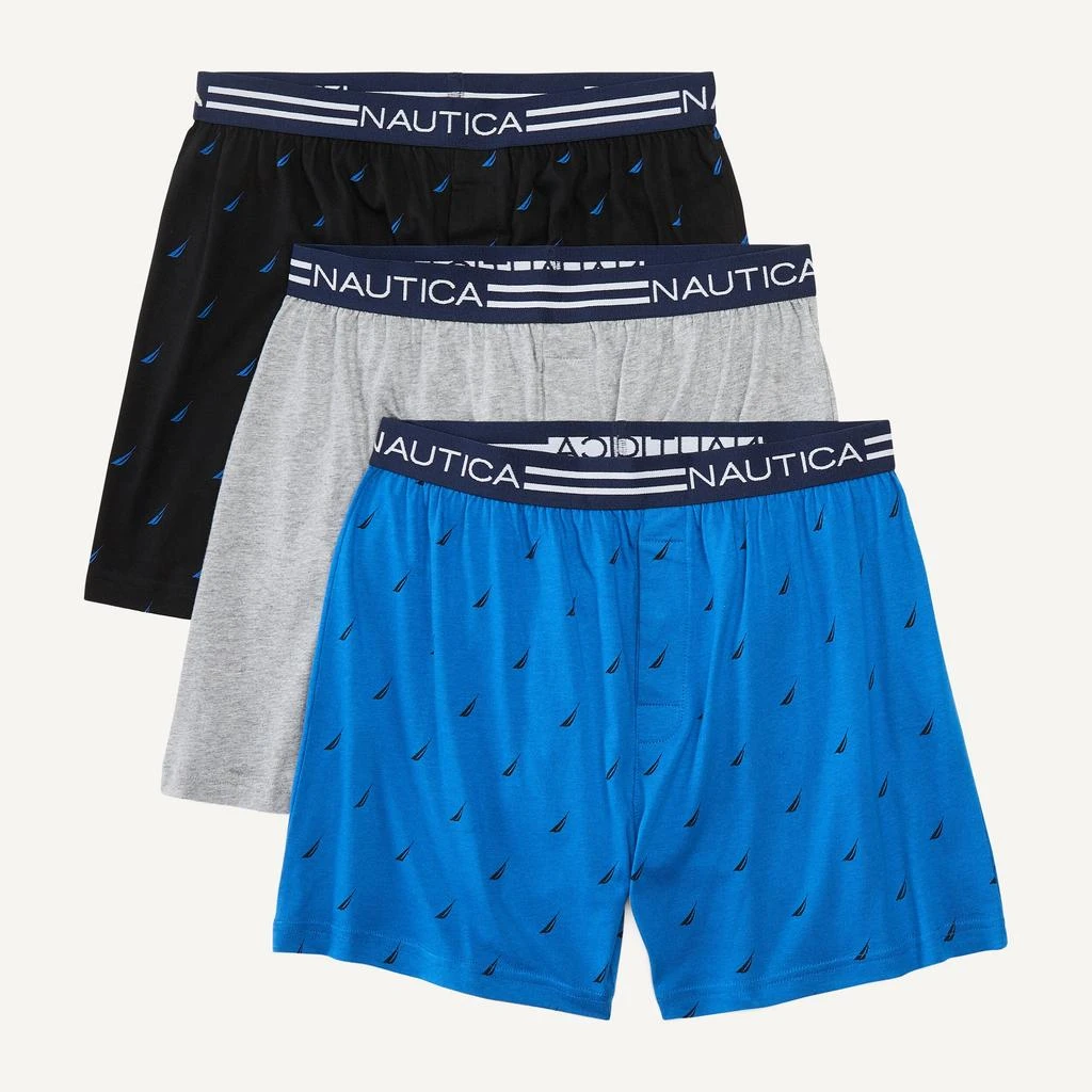 Nautica Mens Solid Knit Boxers, 3-Pack 1