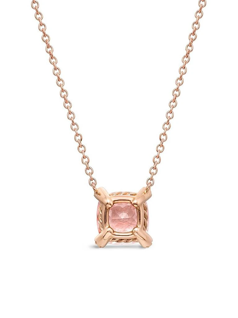 David Yurman Petite Chatelaine Pendant Necklace in 18K Rose Gold with Morganite and Diamonds, 7mm 4