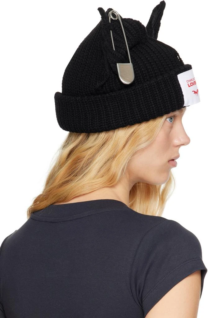 Charles Jeffrey Loverboy Black Chunky Punk Ears Beanie 3