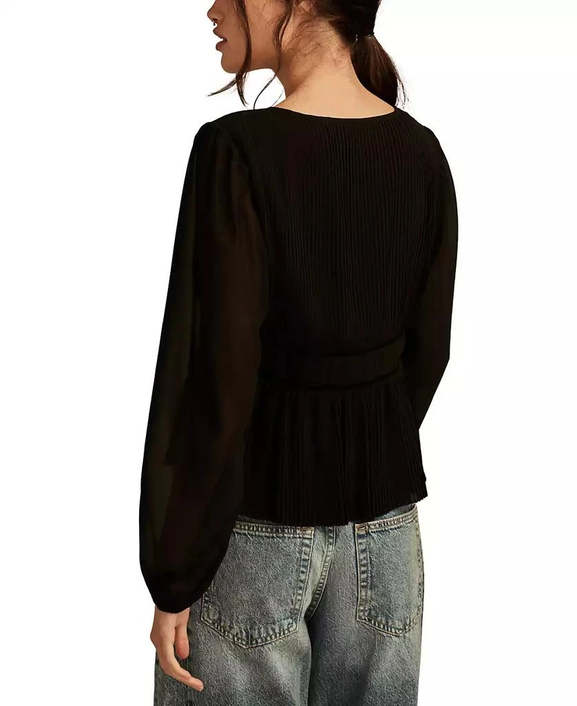 Lucky Brand Women's Long-Sleeve Pleated V-Neck Top 2
