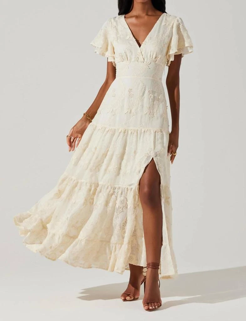 ASTR Junia Embroidered Tiered Maxi Dress In Cream 3