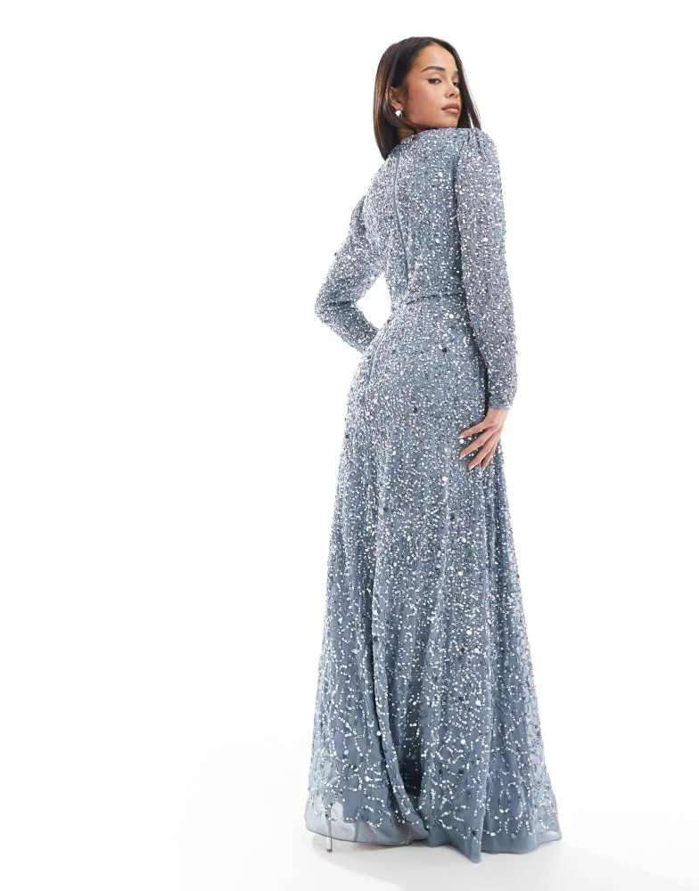 maya long sleeve dress Maya Pleated Long Sleeve Modest Maxi Dress