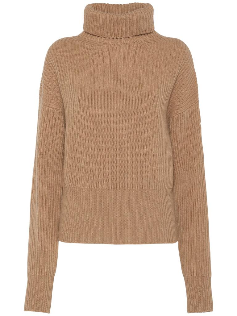 Brown Alpaca & Wool Blend Turtleneck Sweater - Sweaters