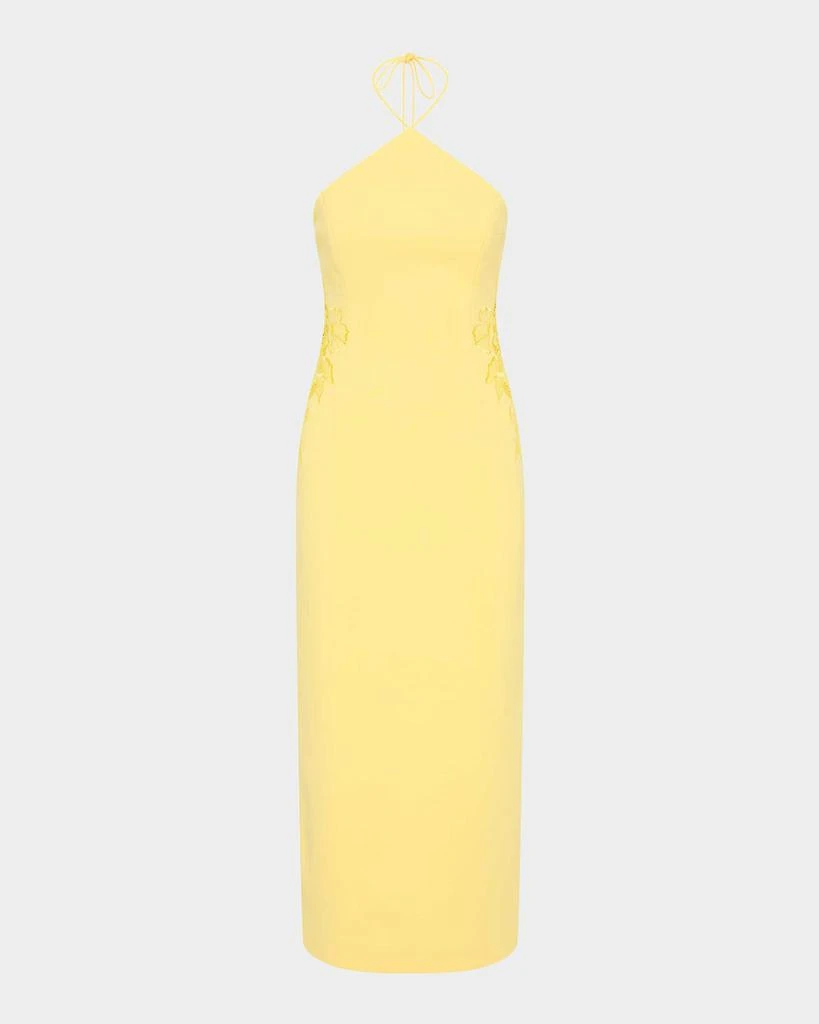 chinese dress ladies Halter Yellow Lace Applique Sheath Mermaid Prom Dress – FancyVestido main image 0