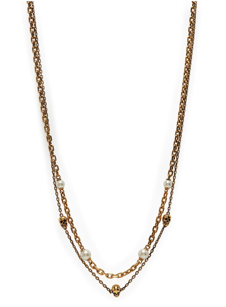 Alexander Mcqueen Pearl and skull necklace