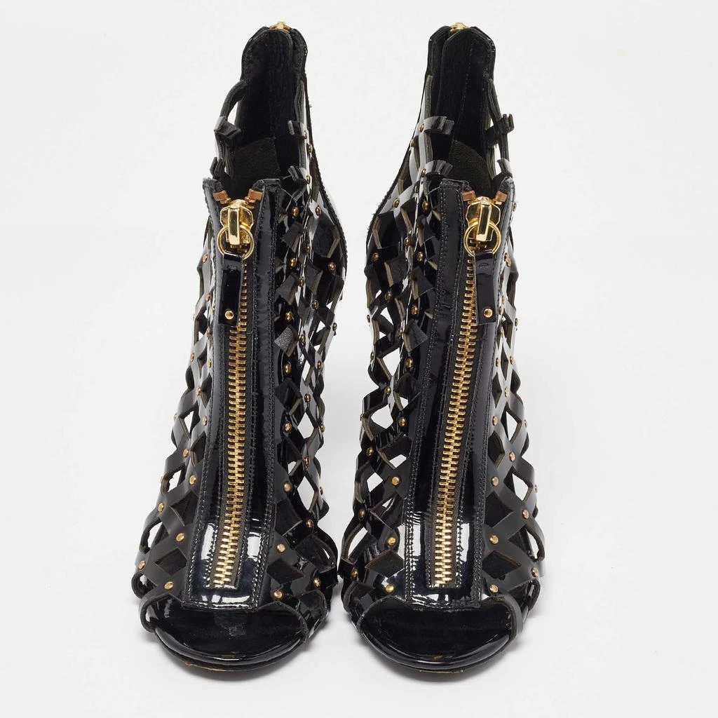 PIERRE BALMAIN Pierre Balmain Black Patent Leather Studded Cage Sandals Size 41 3