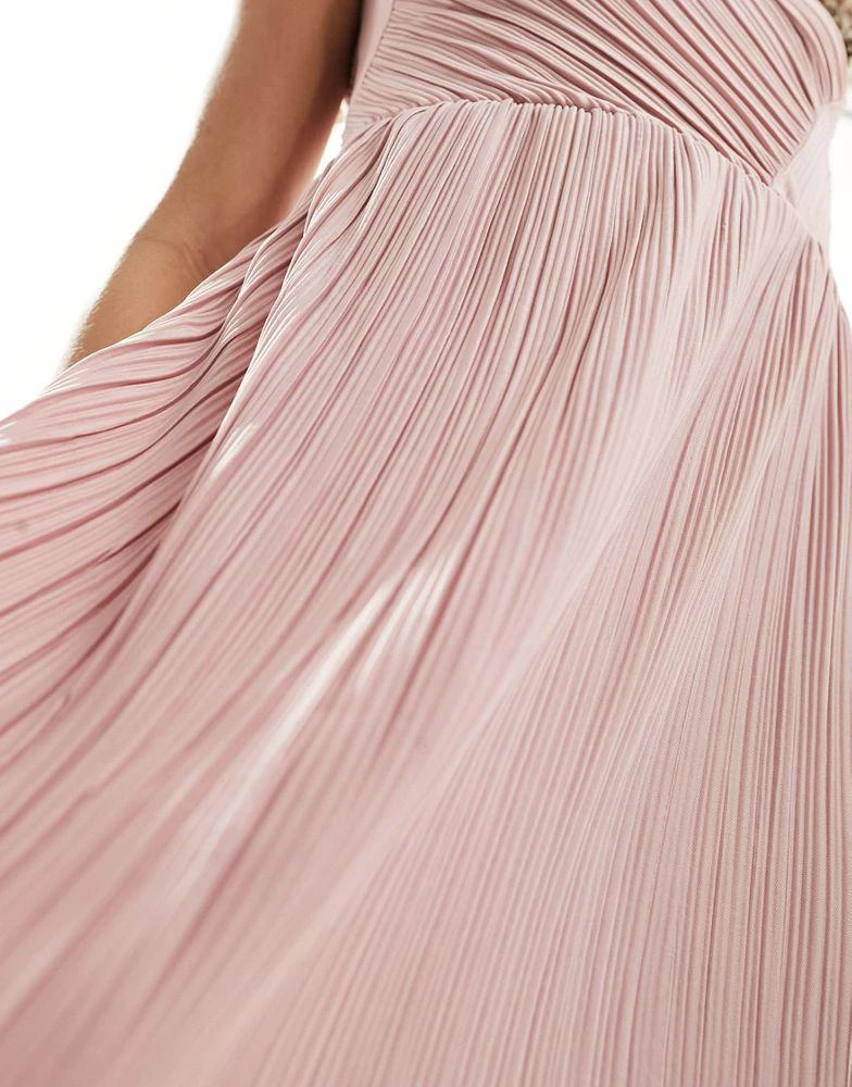Y.A.S. YAS Bridesmaid plisse one shoulder maxi dress in pink - PINK 2