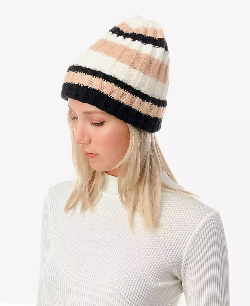 MARCUS ADLER Women's Stripe Ribbed Knit Cuff Beanie