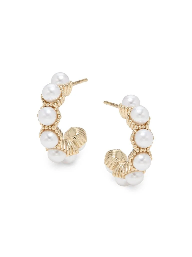 AREA 14K Gold Dipped 
Acrylic Imitation Pearl Half Huggie Earrings