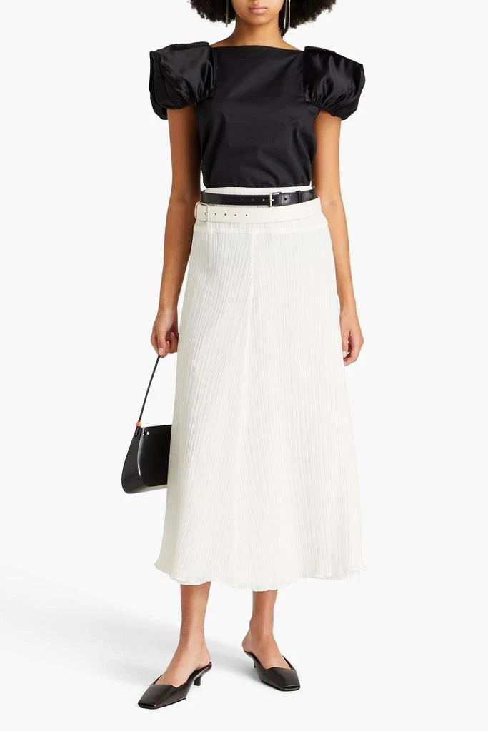 Tibi Satin-paneled cotton-poplin top 2