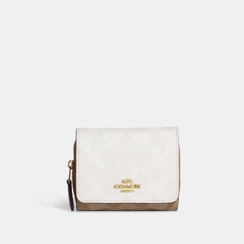 Coach Coach Outlet Small Trifold Wallet In Blocked Signature Canvas 1
