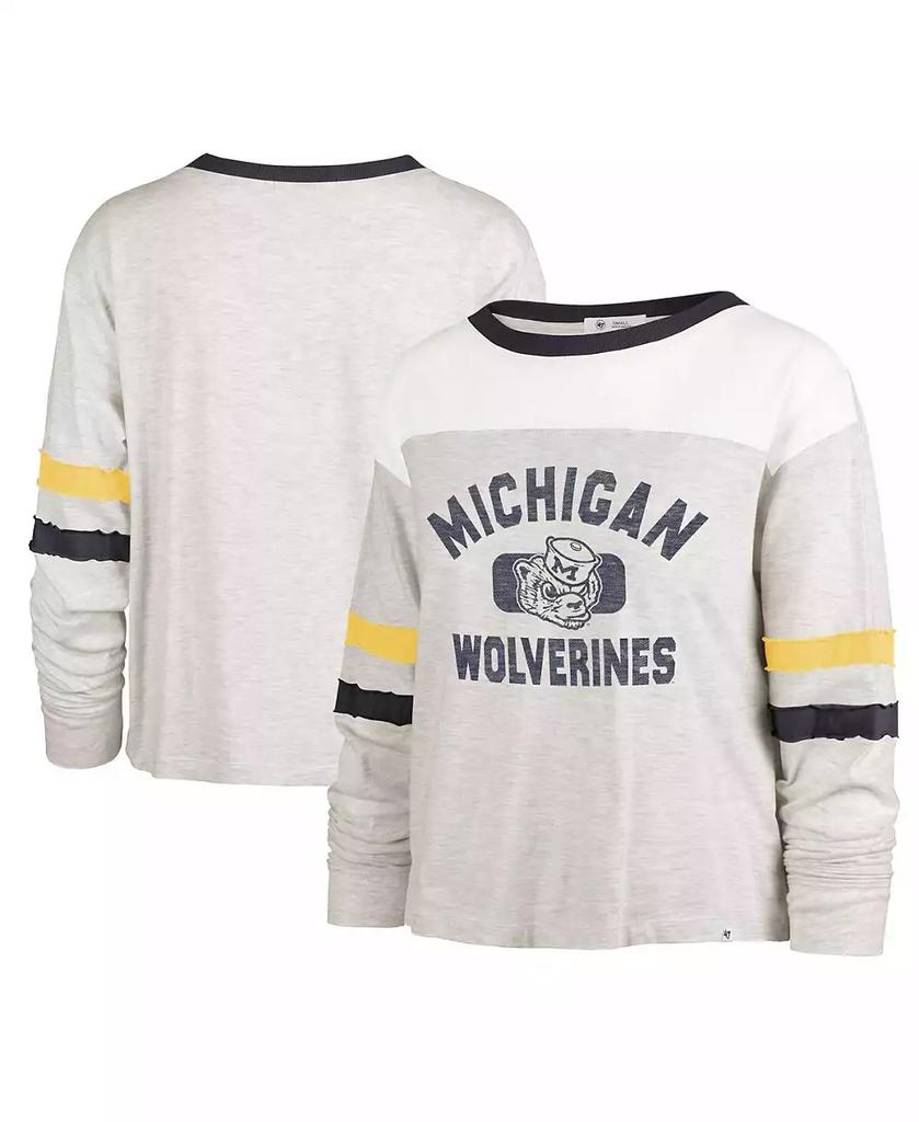 47 Brand Women's Oatmeal Distressed Michigan Wolverines Vault All Class Lena Long Sleeve T-shirt