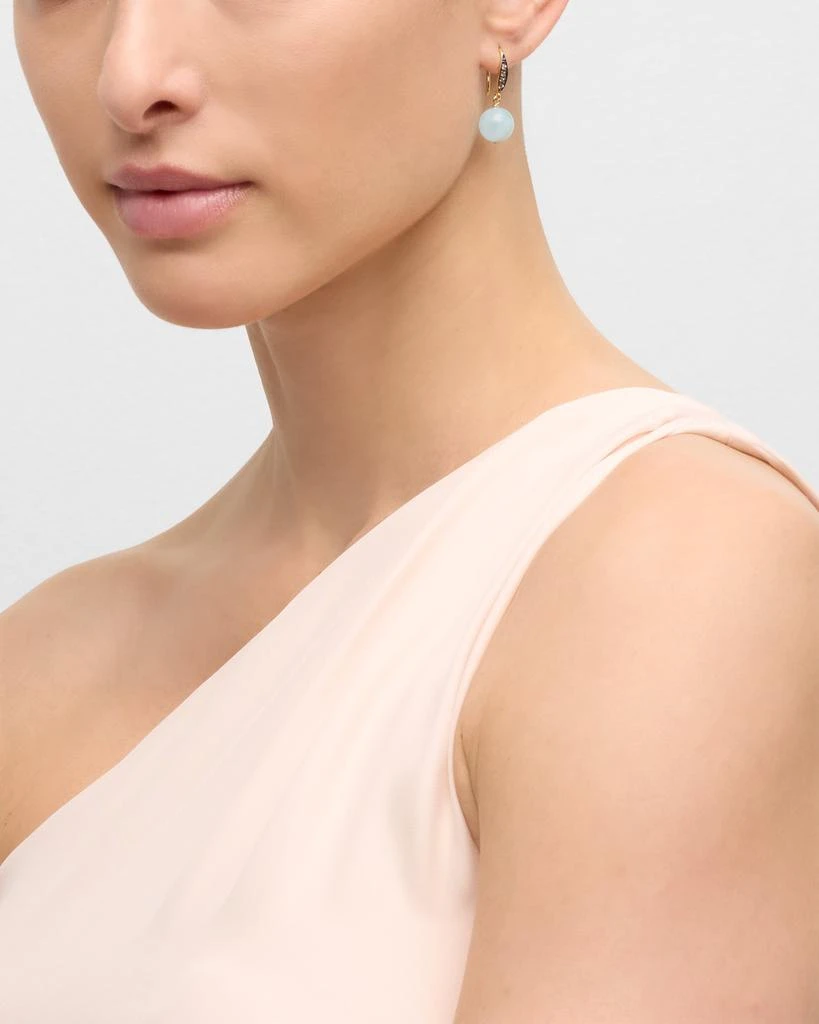 Margo Morrison Smooth Aquamarine Ball Earrings with White Sapphires 5