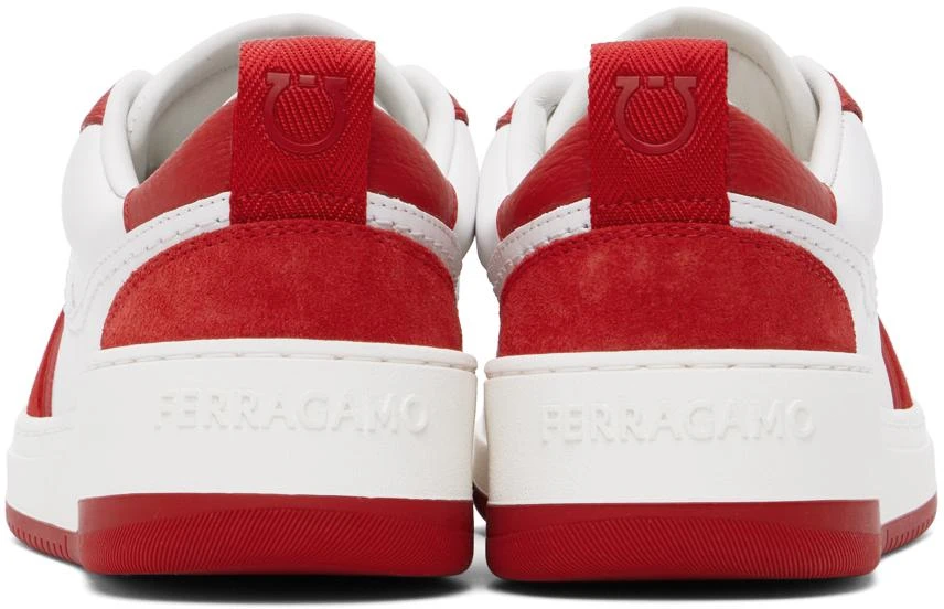 Ferragamo White & Red Suede Patch Skate Sneakers 2