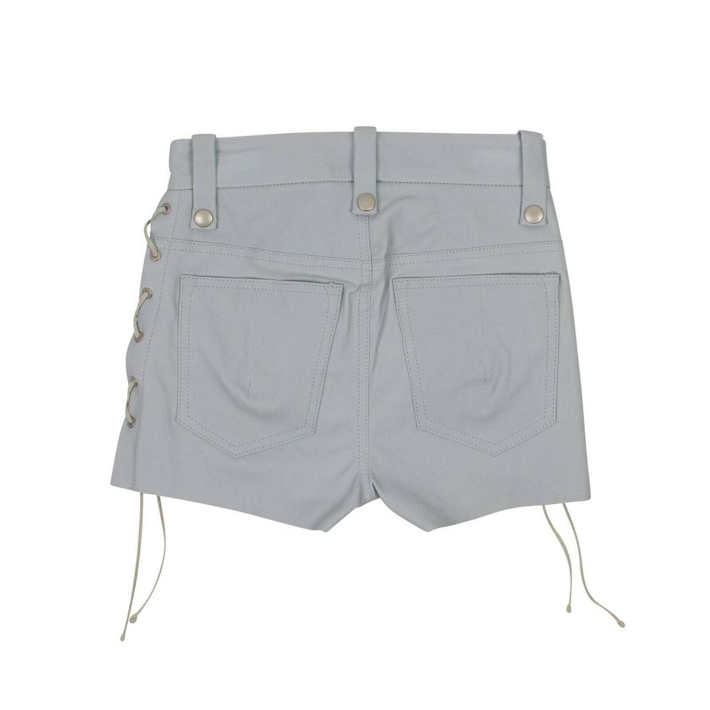 Unravel Project Light Leather Plonge Lace-Up Shorts - Gray