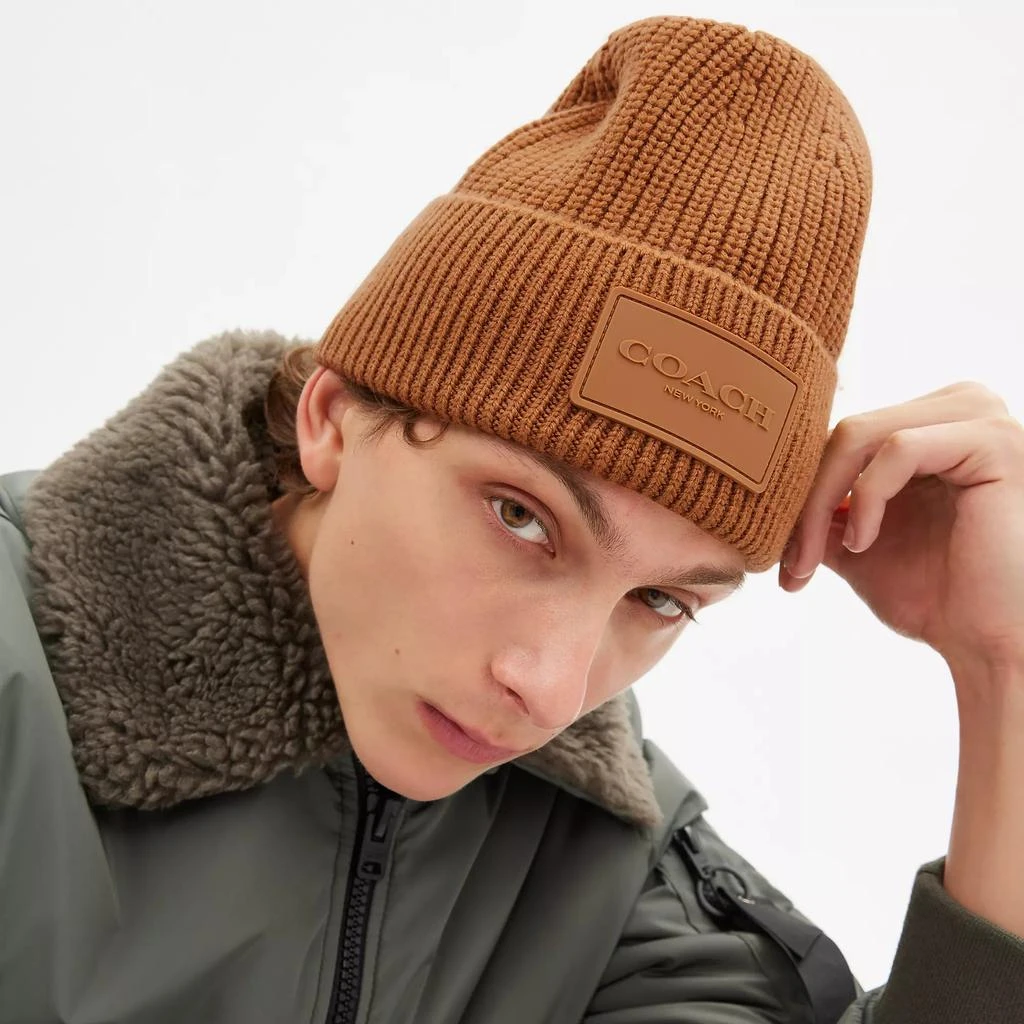 Coach Knit Beanie With Rubber Patch 2