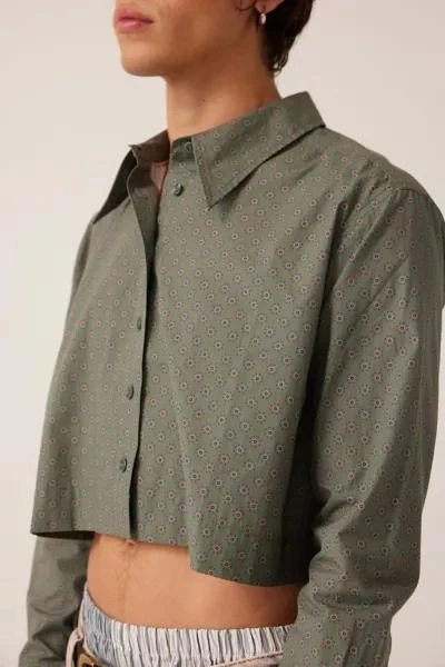 WILDFANG WILDFANG The Essential Long Sleeve Cropped Button Up Shirt 6