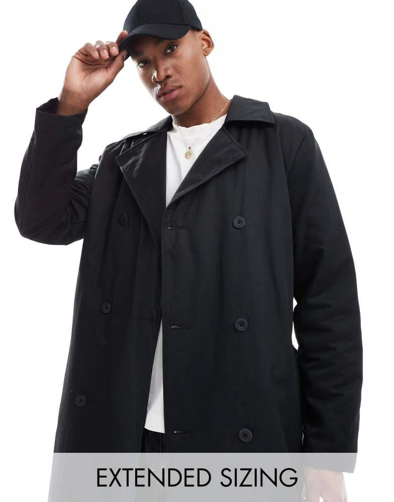ASOS ASOS DESIGN trench coat with light wadding in black 1
