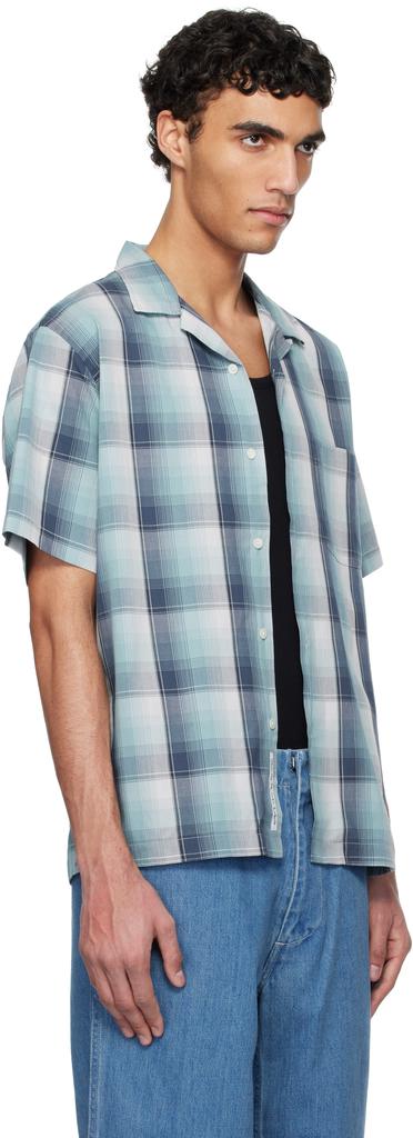 Nanamica Navy & Green Open Collar Pique S/S Shirt
