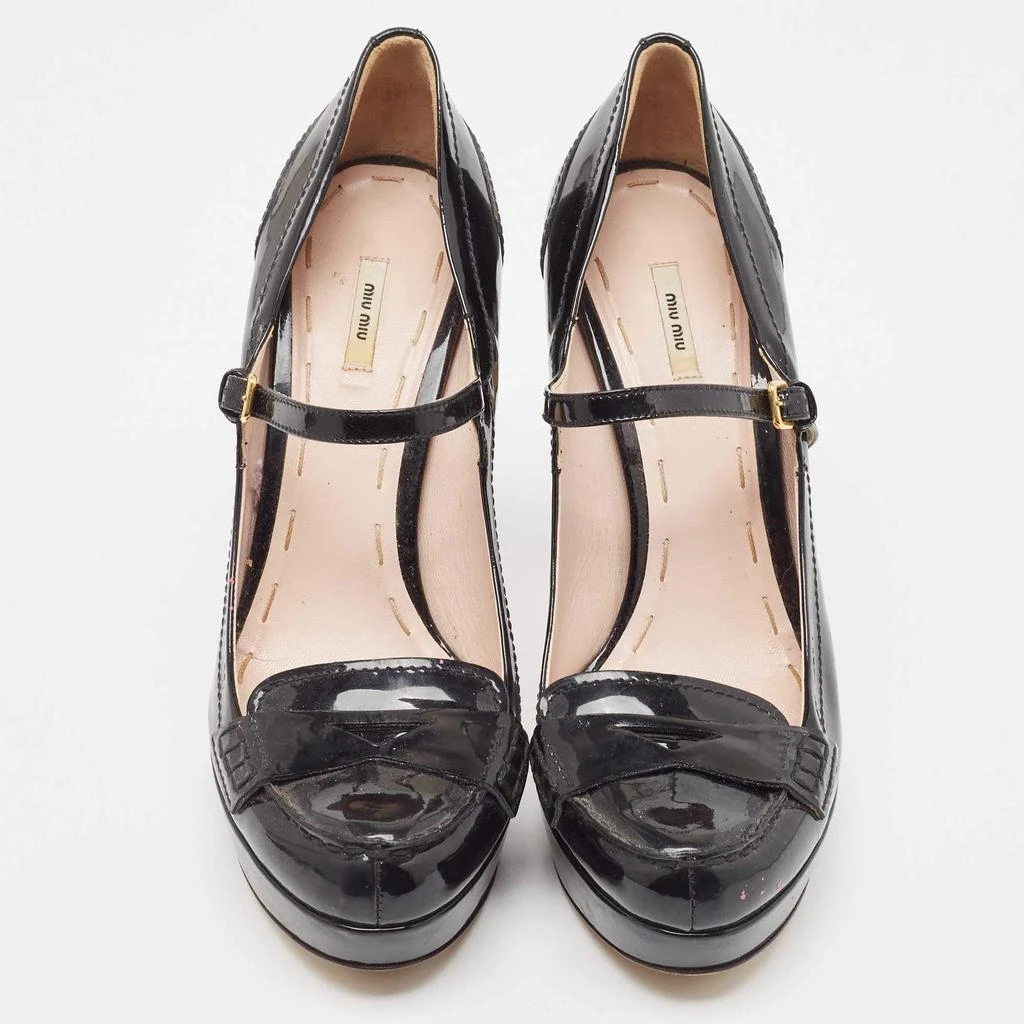 Miu Miu Miu Miu Black Patent Leather Platform Mary Jane Loafer Pumps Size 40 3