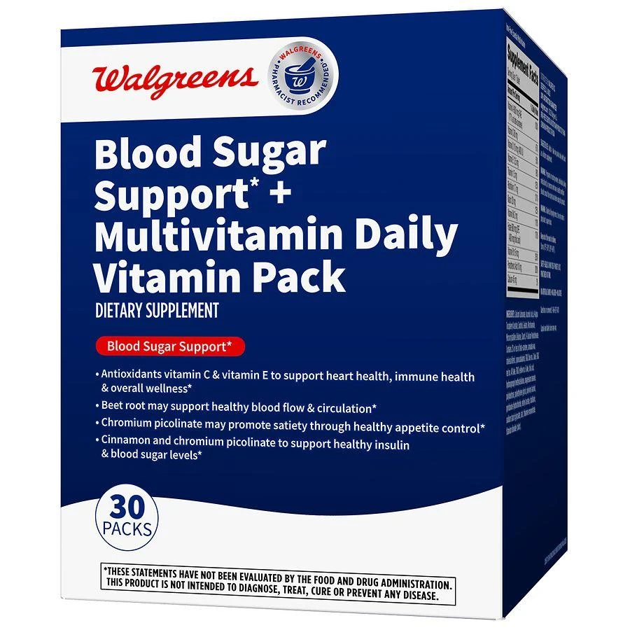 Walgreens Blood Sugar Support + Multivitamin Daily Vitamin Pack 1
