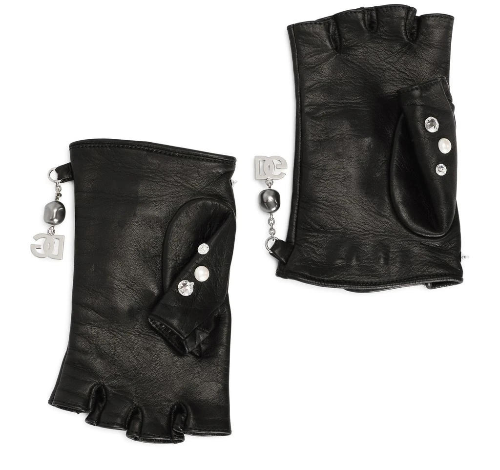 DOLCE & GABBANA Nappa leather gloves with embroidery and charms 3