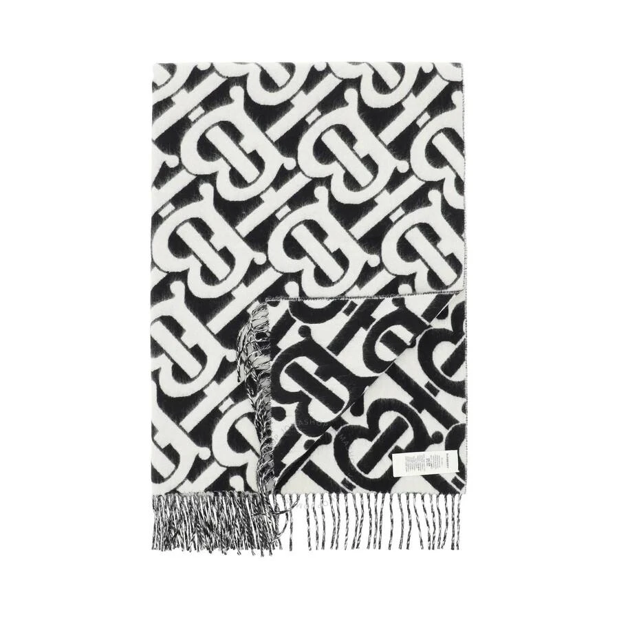 Burberry Black / White Monogram Cashmere Scarf 2