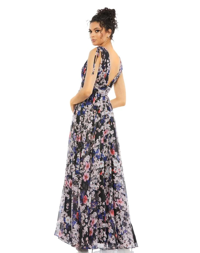 Ieena for Mac Duggal Floral Tie Shoulder V-Neck Maxi Dress 2