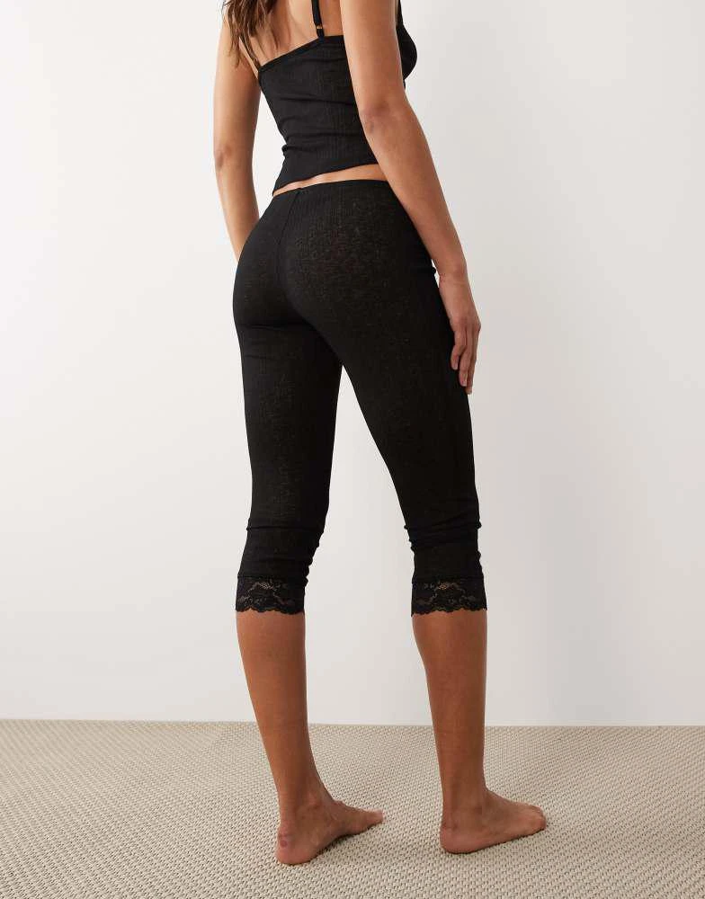 ASOS ASOS DESIGN semi sheer capri pyjama trouser with lace trim in black 3