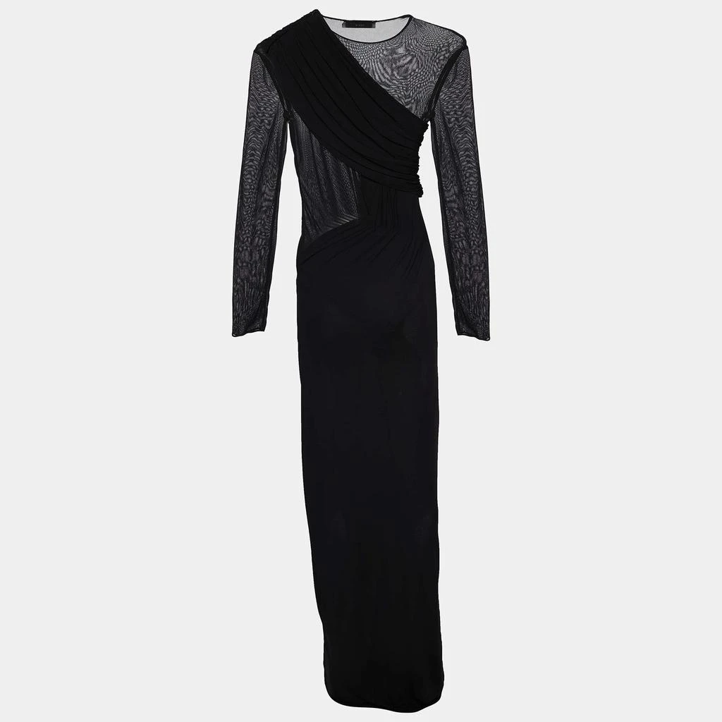 Yves Saint Laurent Saint Laurent Black Crepe & Jersey Draped Gown S 2