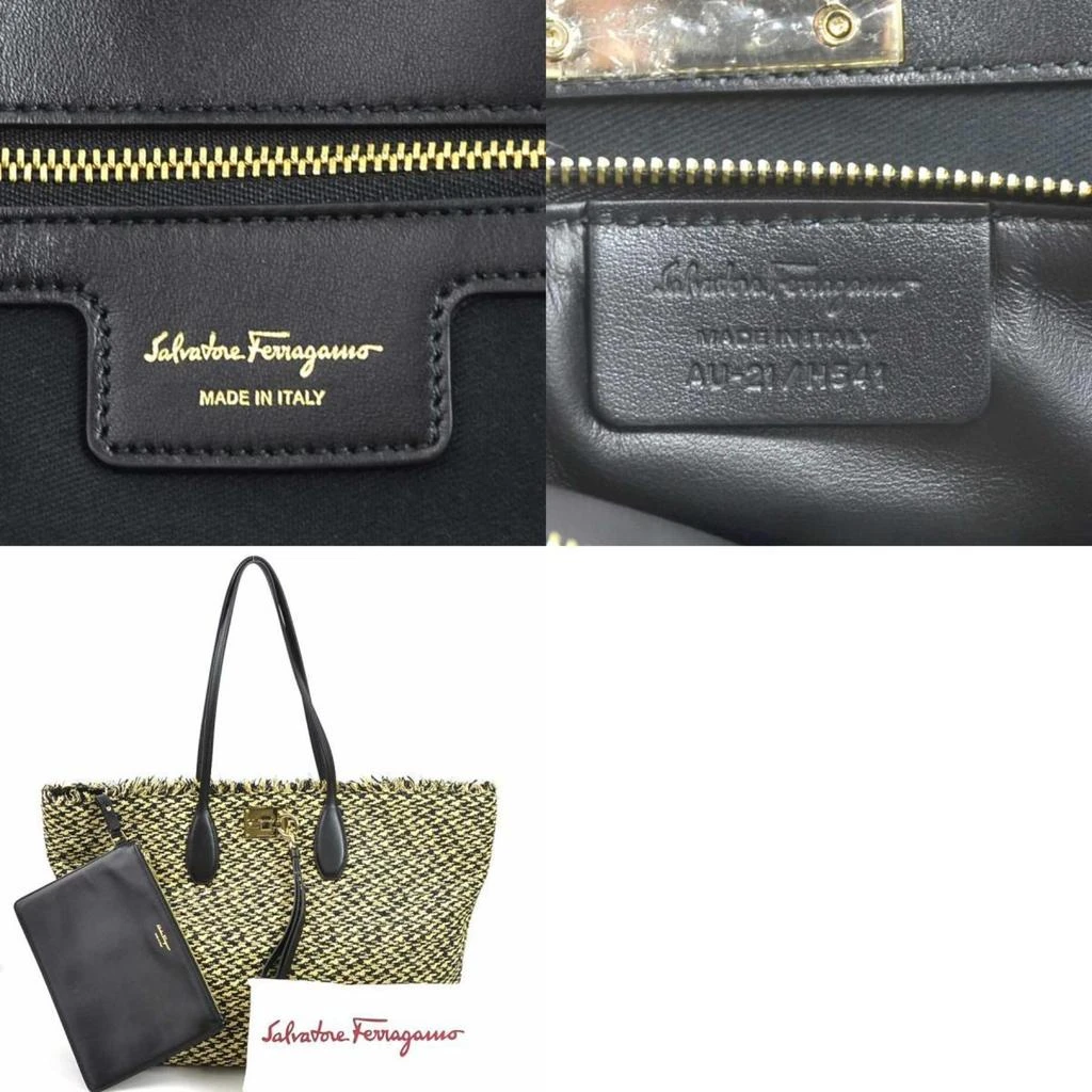 Salvatore Ferragamo Raffia Leather Handbag Pouch (Pre-Owned) 5