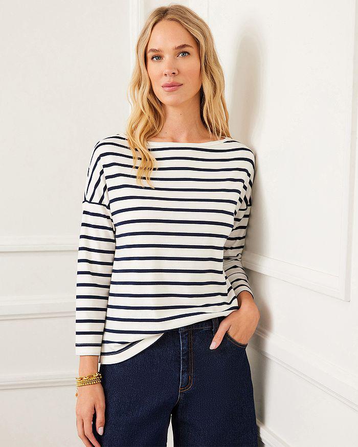 Karen Kane Petite Striped Boat Neck Top