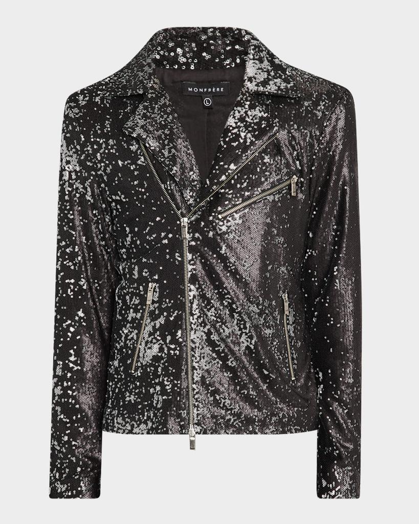 MONFRÈRE Men's Blake Noir Paillette Moto Jacket