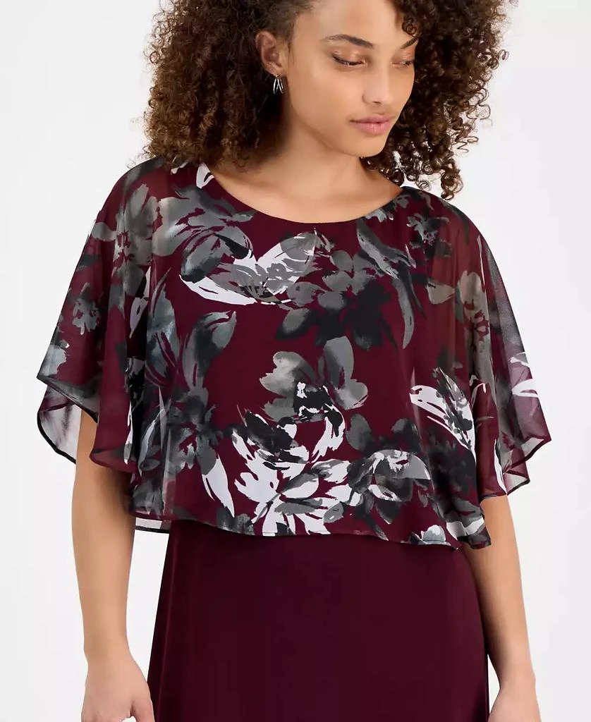 Connected Petite Floral Cape-Overlay Sheath Dress 4