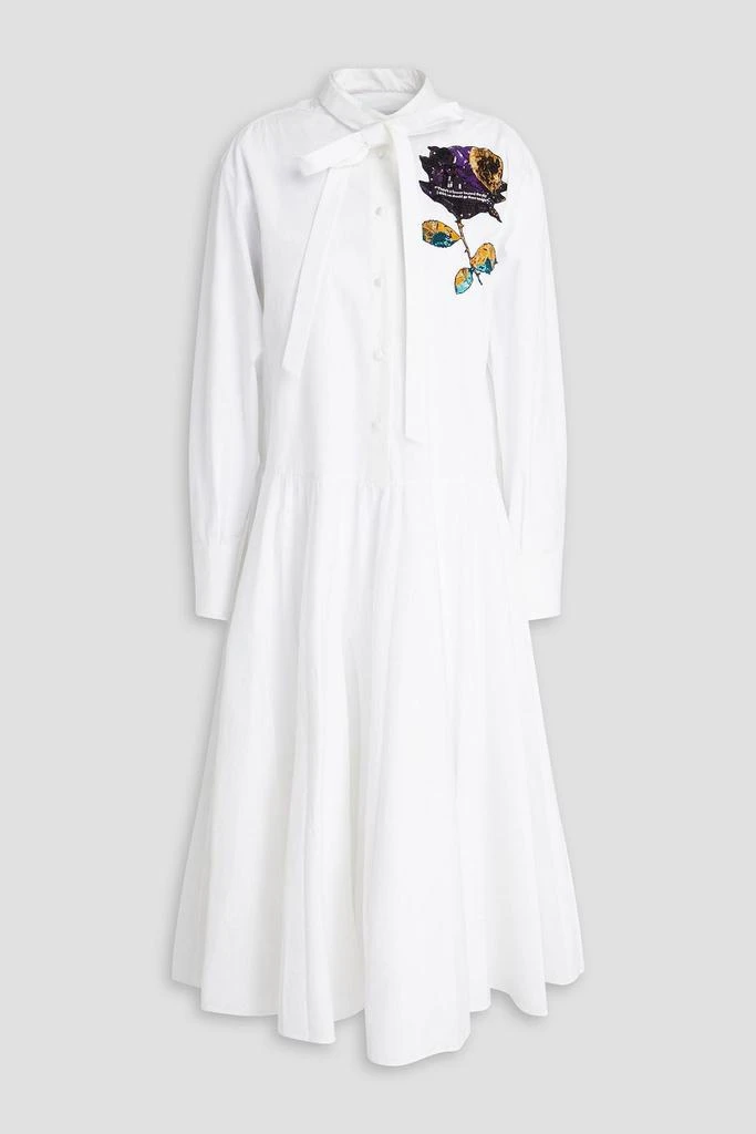Valentino Floral-appliquéd cotton-poplin midi shirt dress 1