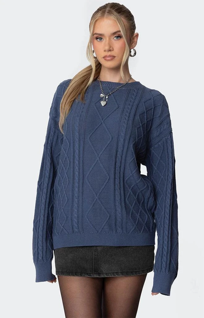 Edikted Jessy Cable Knit Oversized Sweater 2