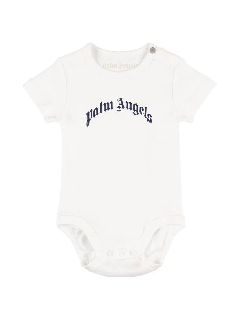 Palm Angels Logo Print Cotton Jersey Bodysuit 1