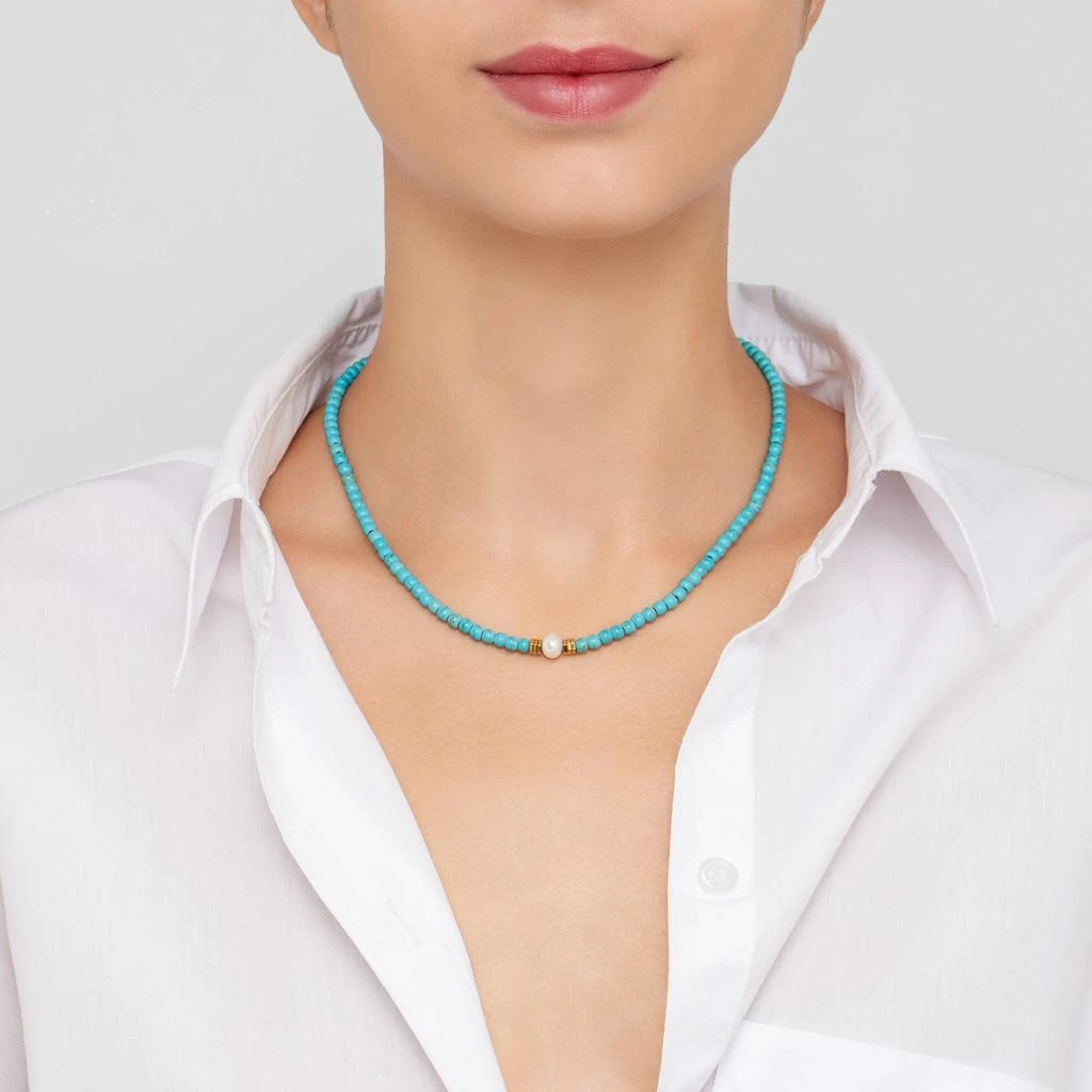 Adornia Adornia Turquoise Beaded Necklace with Pearl 2