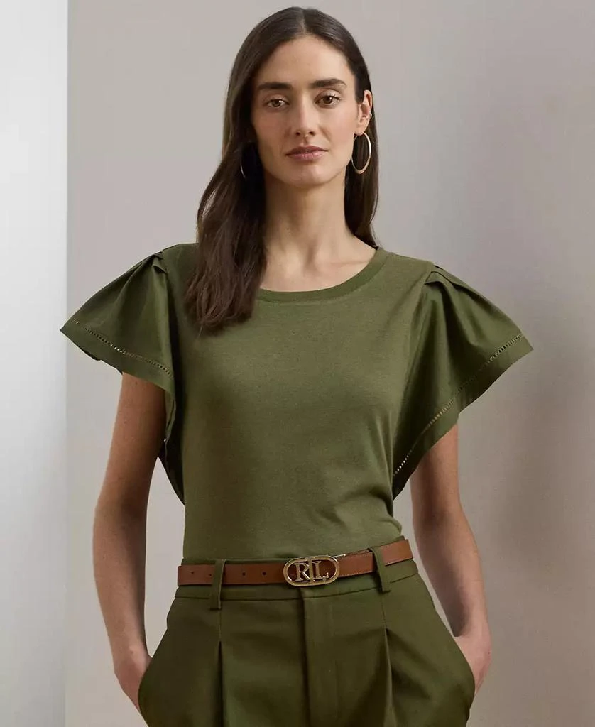 Ralph Lauren Women's Jersey Flutter-Sleeve Tee 1