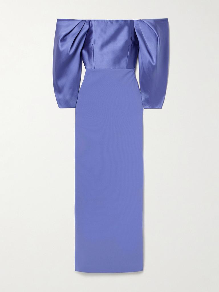 SOLACE LONDON Melina 露肩绉纱缎面斜纹布礼服 - Dresses