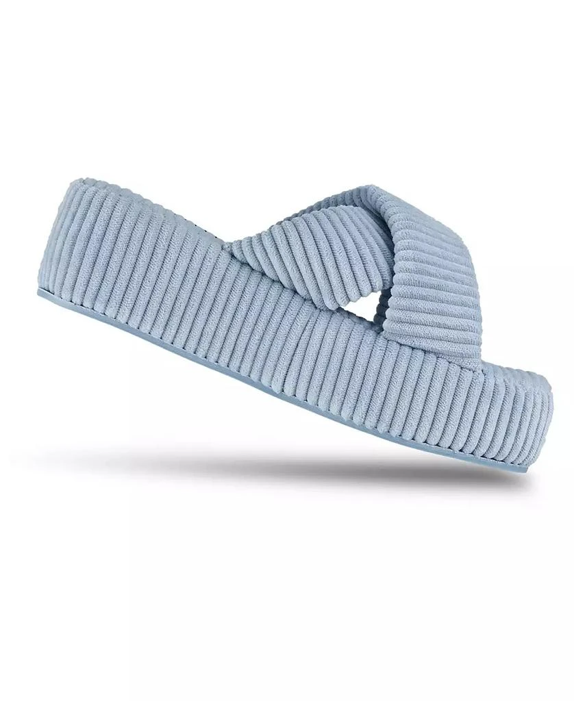 Jessica Simpson Women's Ribbed Terry Cross Band Slide Platform Slipper 5