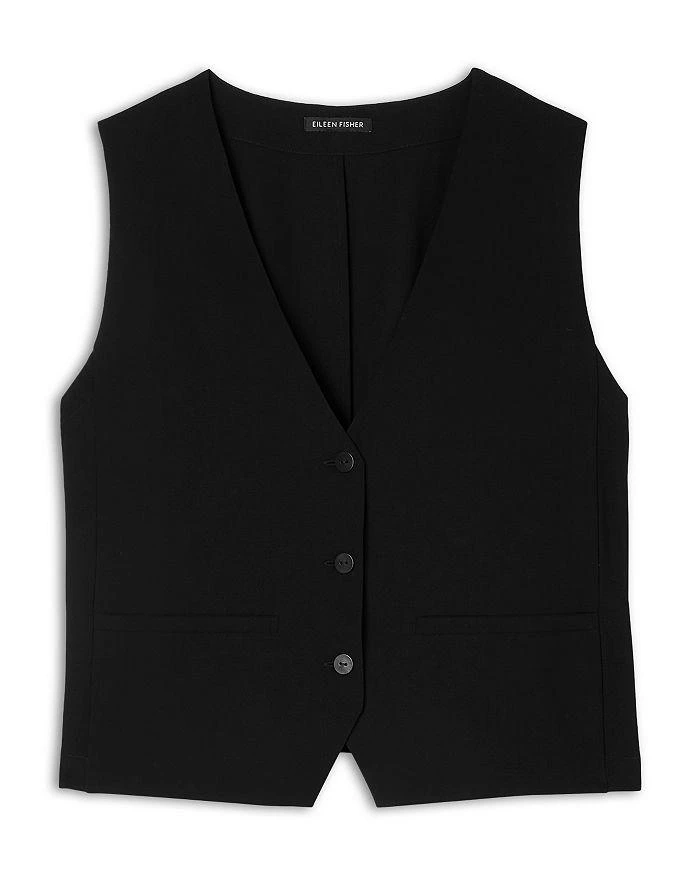 Eileen Fisher Silk Georgette Crepe V Neck Short Silk Vest 5