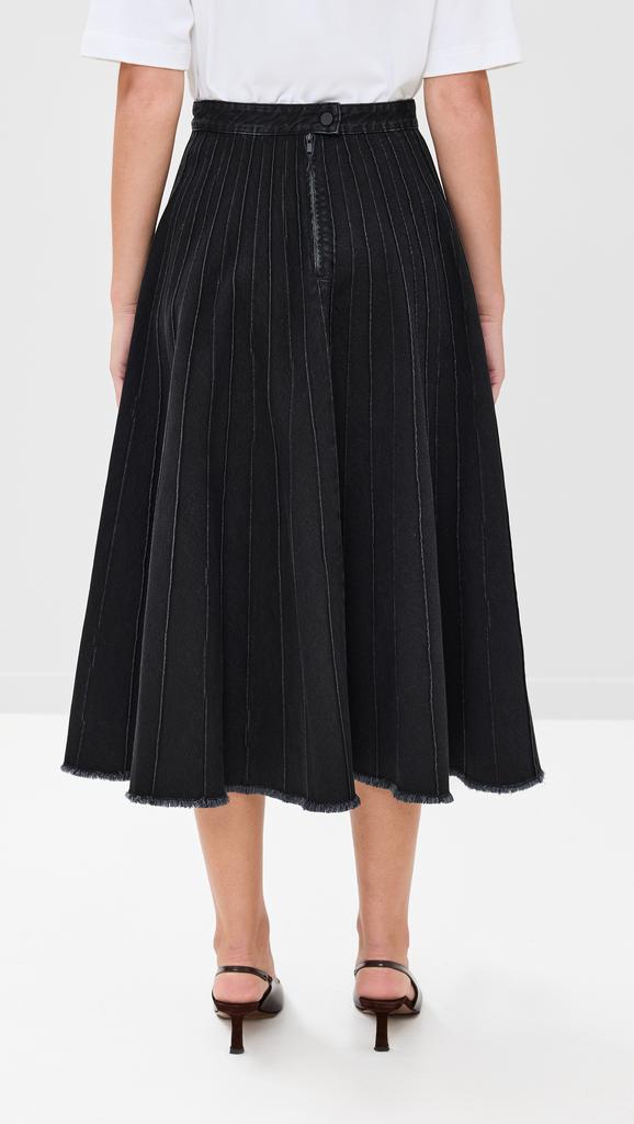 Tibi Vintage Black Denim Pintucked Denim Skirt