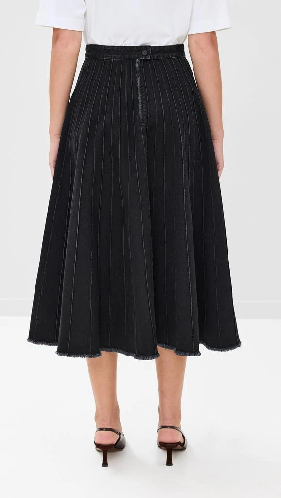 Tibi Vintage Black Denim Pintucked Denim Skirt 2