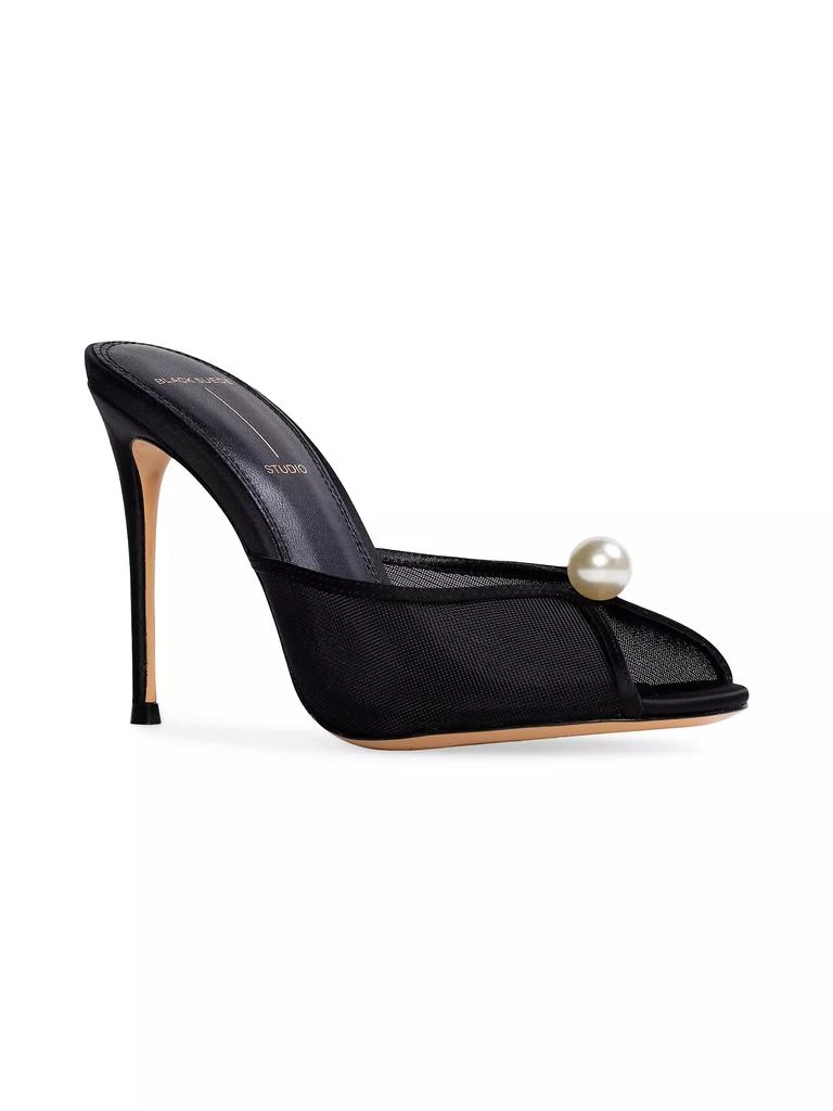Black Suede Studio Sadie 100MM Satin Sandals 3