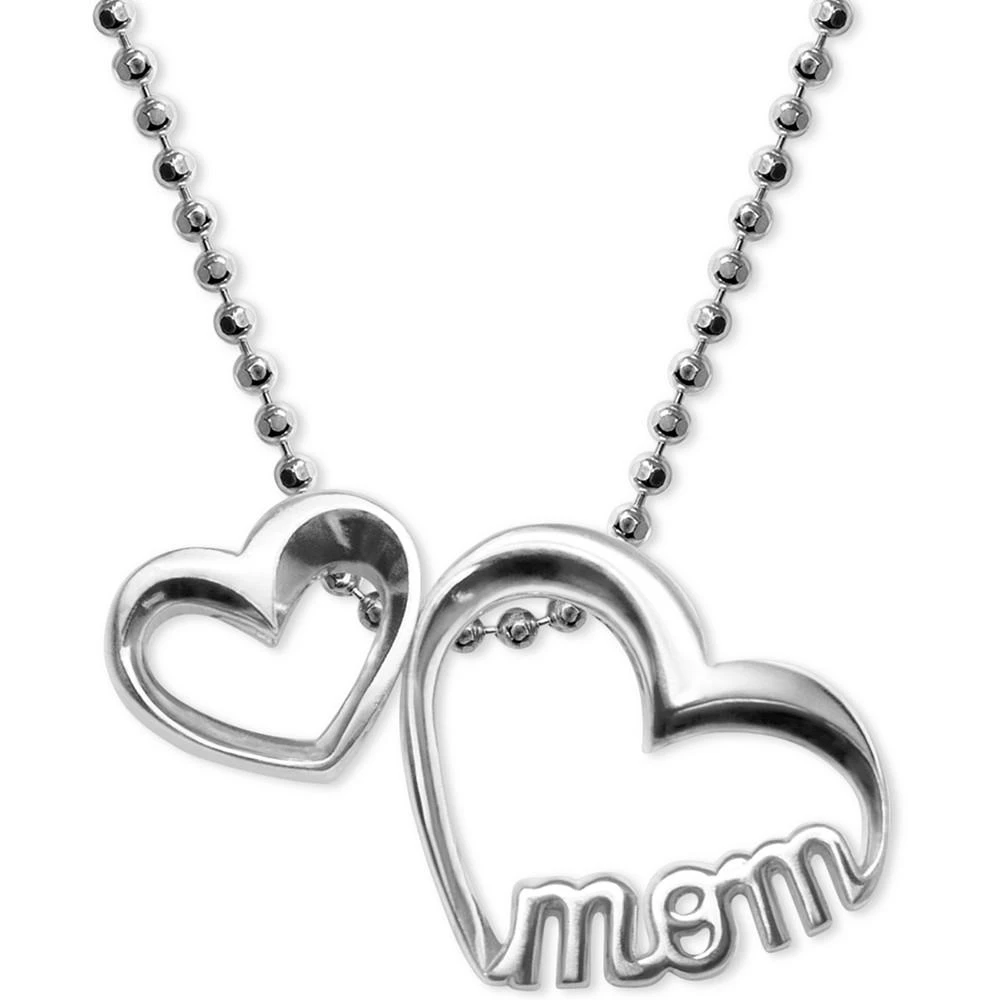 Alex Woo Double Heart "Mom" Pendant Necklace in Sterling Silver 1