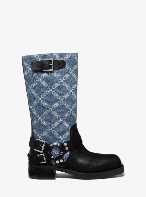 Michael Kors Crosby Empire Diamond Jacquard Denim Moto Boot 2