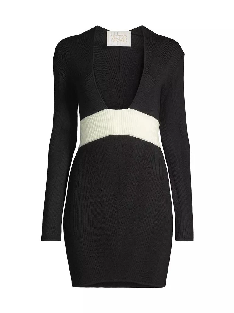 Victor Glemaud Plunging U-Neck Rib-Knit Minidress 1