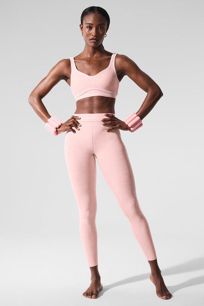Alo Alosoft Heart Throb Bra - Pink Quartz Heather/White