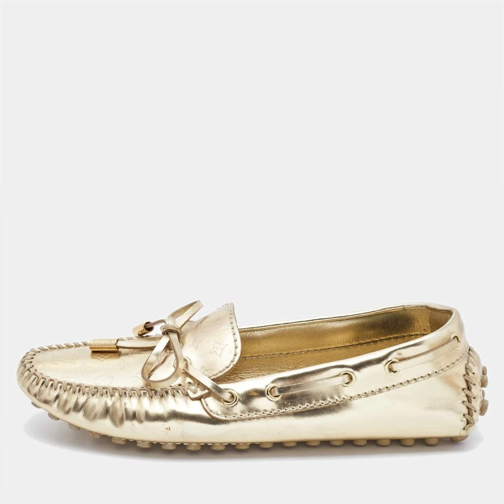 Louis Vuitton Louis Vuitton Gold Leather Gloria  Loafers Size  35 1